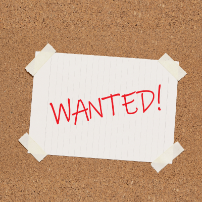 WANTEDと書かれた紙の写真